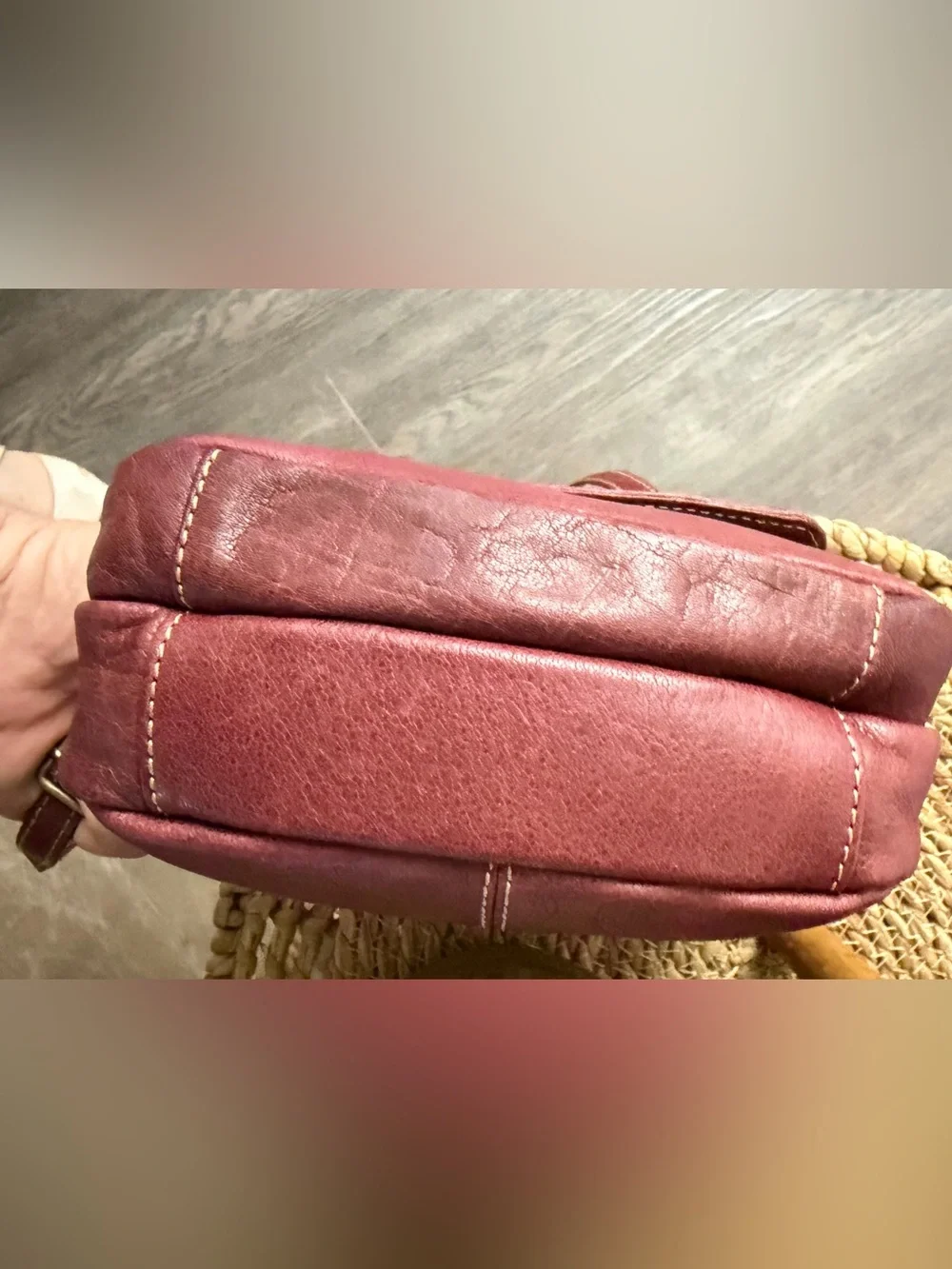 Vintage Burgundy Genuine Leather Crossbody Bag Boho Shoulder Purse Made in India